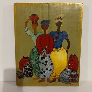 Women With Pots, 14"x 11",  Painting on Wood.  2006